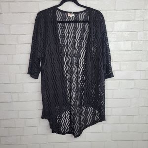 Lularoe Black Mesh Beach Cover Cardigan